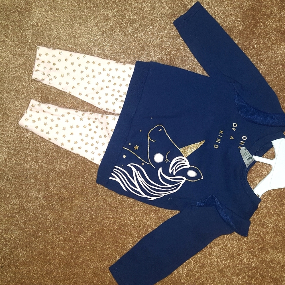 Blue pink gold unicorn outfit
